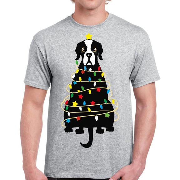 Dog Christmas Xmas Tree Shirt for Men Tshirt Christmas Party - S M L XL 2XL 3XL 4XL 5XL Xmas Graphic Tee - T-Shirt Christmas Holiday Mens Gift