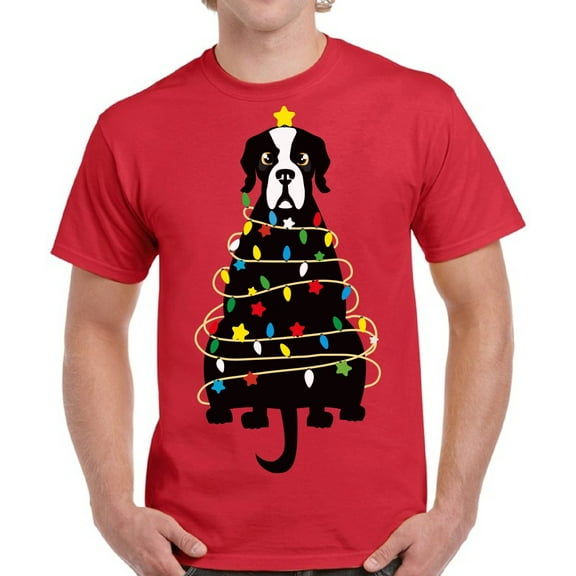 Dog Christmas Xmas Tree Shirt for Men Tshirt Christmas Party - S M L XL 2XL 3XL 4XL 5XL Xmas Graphic Tee - T-Shirt Christmas Holiday Mens Gift