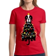 Dog Christmas Xmas Tree Shirt for Women Tshirt Christmas Party - S M L XL 2XL 3XL Xmas Graphic Tee - T-Shirt Christmas Holiday Ladies Gift