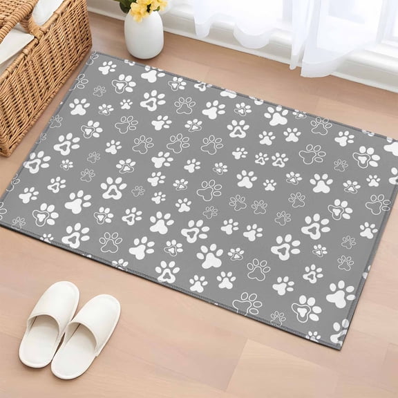 Dog Claws Entryway Rug 2'x3' Non Slip Front Door Mats, Grey Vintage Cartoon Funny Animals Print Entrance Rugs Indoor Outdoor Carpet, Washable Floor Mats Small Area Rug for Bedroom Kitchen