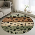 thumbnail image 1 of Dog Claws Painting Round Living Room Rugs 4 ft, Vintage Green Wood Striped Farm Animal Country Washable Area Rug with Non-Slip Sturdy Edge Binding Round Carpet for Entryway Kitchen Bedroom Bathroom, 1 of 9