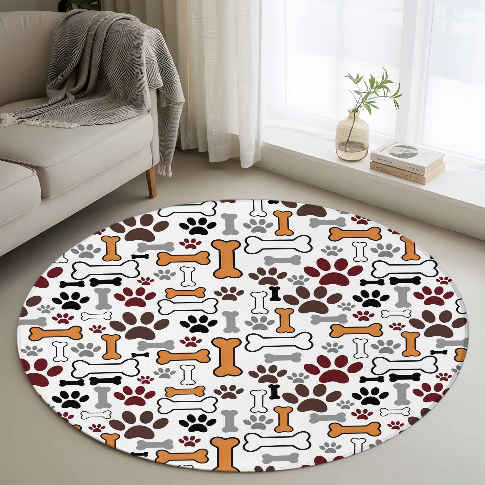 Round Pet Rug Dog Claws Round Rug 4ft Washable Circle Entryway Rugs Non Slip Pet Cat ...