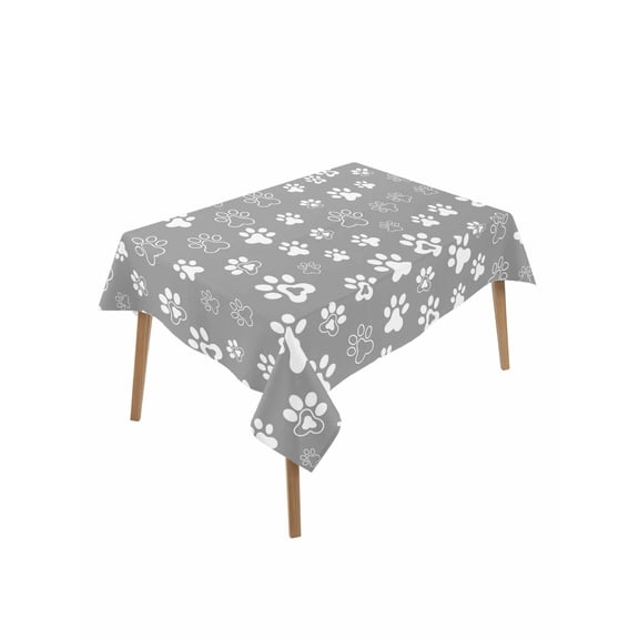 Dog Claws Table Cloth, Waterproof Tablecloth for Rectangle Tables, Grey Vintage Cartoon Funny Animals Print Reusable Washable Fabric Table Cover for Restaurant Kitchen Dining Tables 60"x102"