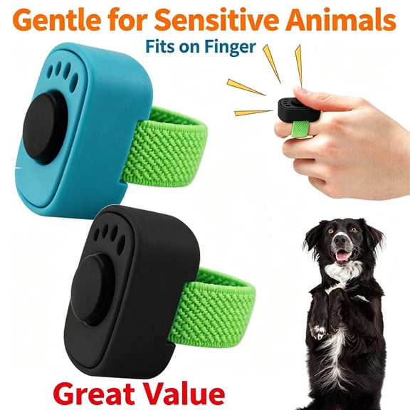 Dog Clicker, Training Finger Clicker for Positive Reinforcement, Behavior and Obedience Pet Trainer _ Blue