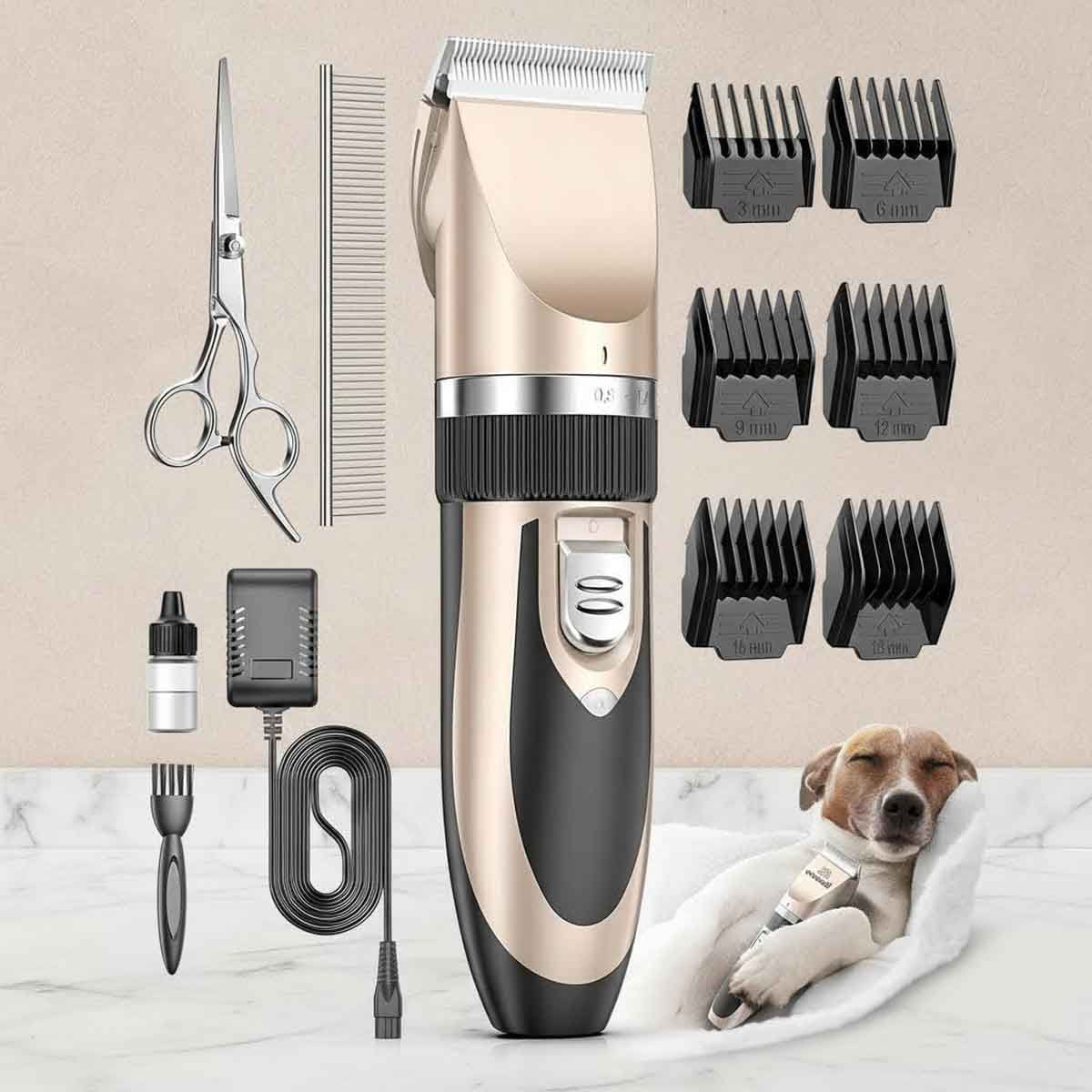 Dog Clipper Low Noise, Grooming Kit with Rechargeable, Cordless ...