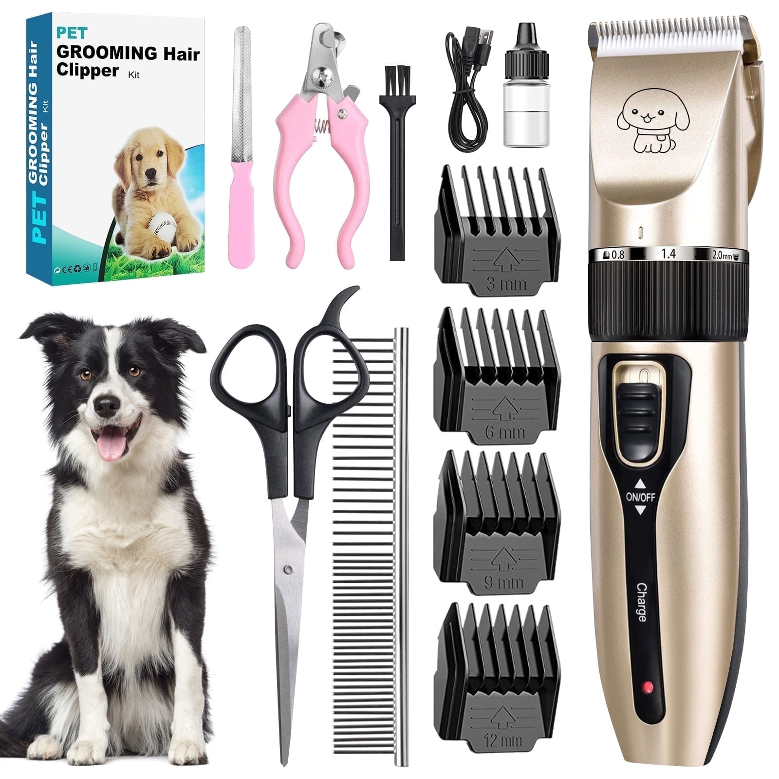 Dog Clippers, Cordless Dog Grooming Kit, Professional Quiet