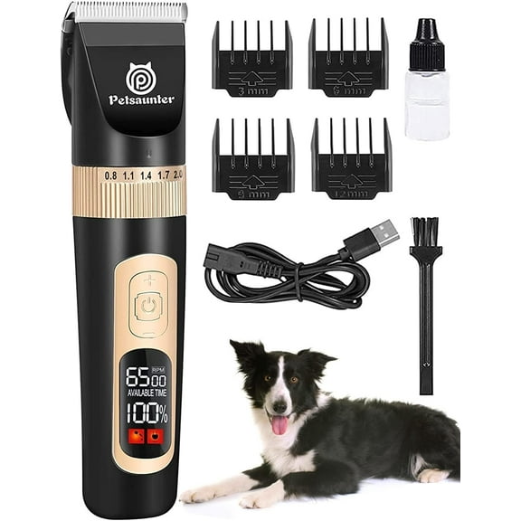 Dog Clippers for Grooming, 4-Speed & LCD, Low Noise Electric Trimmer for Grooming, Cordless Rechargeable Dog Hair Clippers, Super Quiet for Pets with Thick or Heavy Coats(C95)