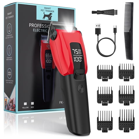 Dog Clippers for Grooming for Heavy Thick Coat, LED Light Dog Grooming Kit, Low Noise Hair Trimmer,Cordless Pet Hair Shaver with Stainless Steel Blade for Dogs Cats Pet