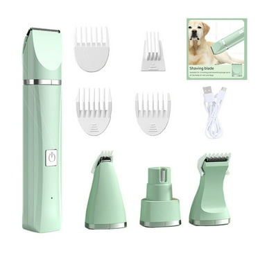 Dog Clippers Grooming Kit Hair Clipper, Low Noise Paw Trimmer, Rechargeable, Cordless Quiet Nail Grinder Shaver for Cats and Dogs Green