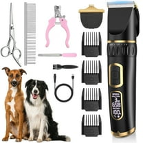 Cshidworld Dog Clippers Grooming Kit, Rechargeable Cordless Pet Hair Clipper Trimmer Shaver, 3-Speed Low Noise Pets Tools with LCD Display, Scissor, 6 Comb Guides for Thick Coats Dogs Cats Animals