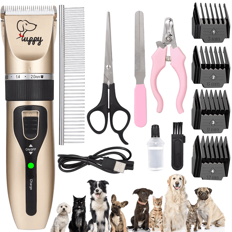 Dog Clipper, Low Noise Pet Clippers Rechargeable Cordless Cat And Dog Trimmer Professional Dog Shaver Set With 6 Comb Guides Scissors Other Animals