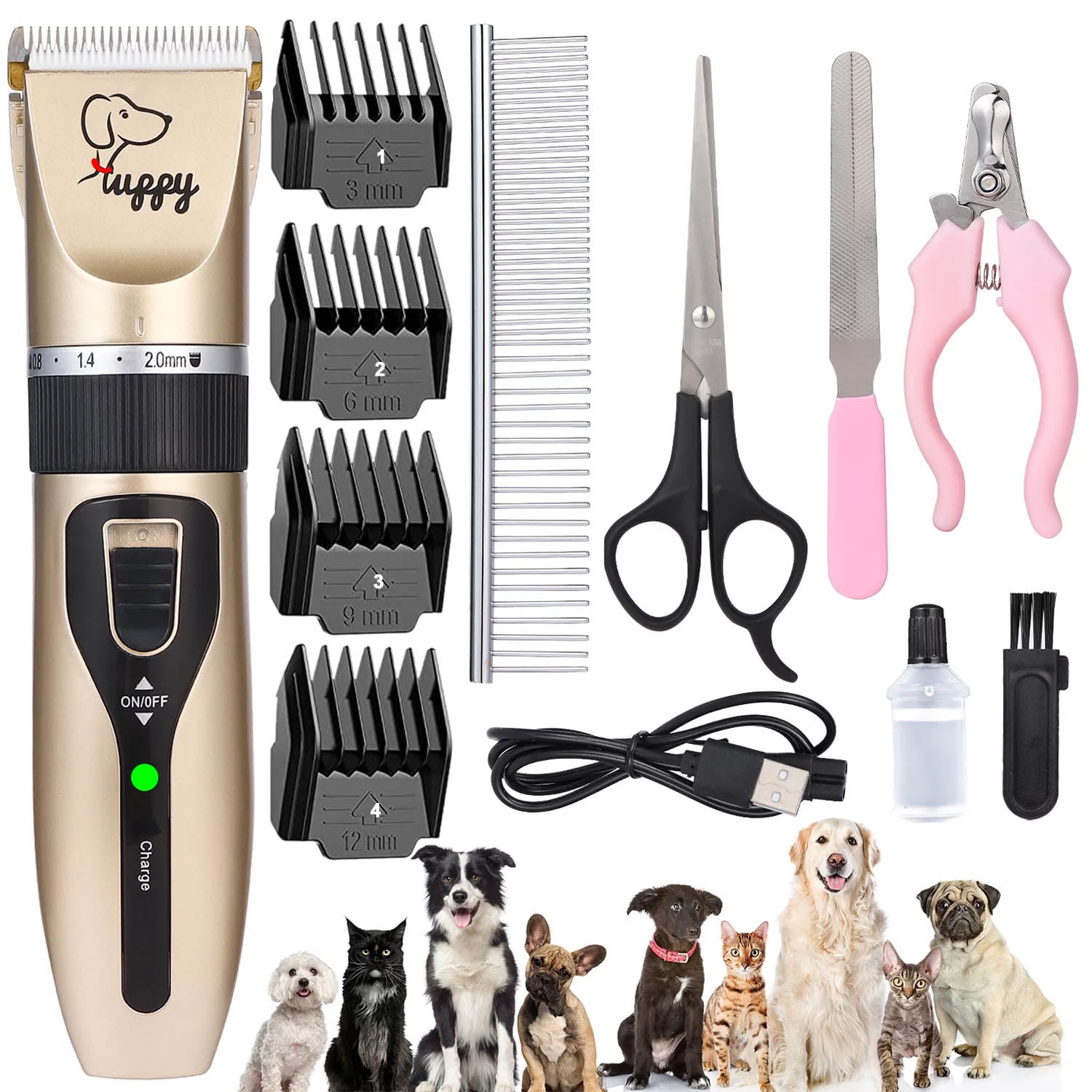 Dog Clippers for Grooming,Low Noise Cordless Dog Grooming Kit for