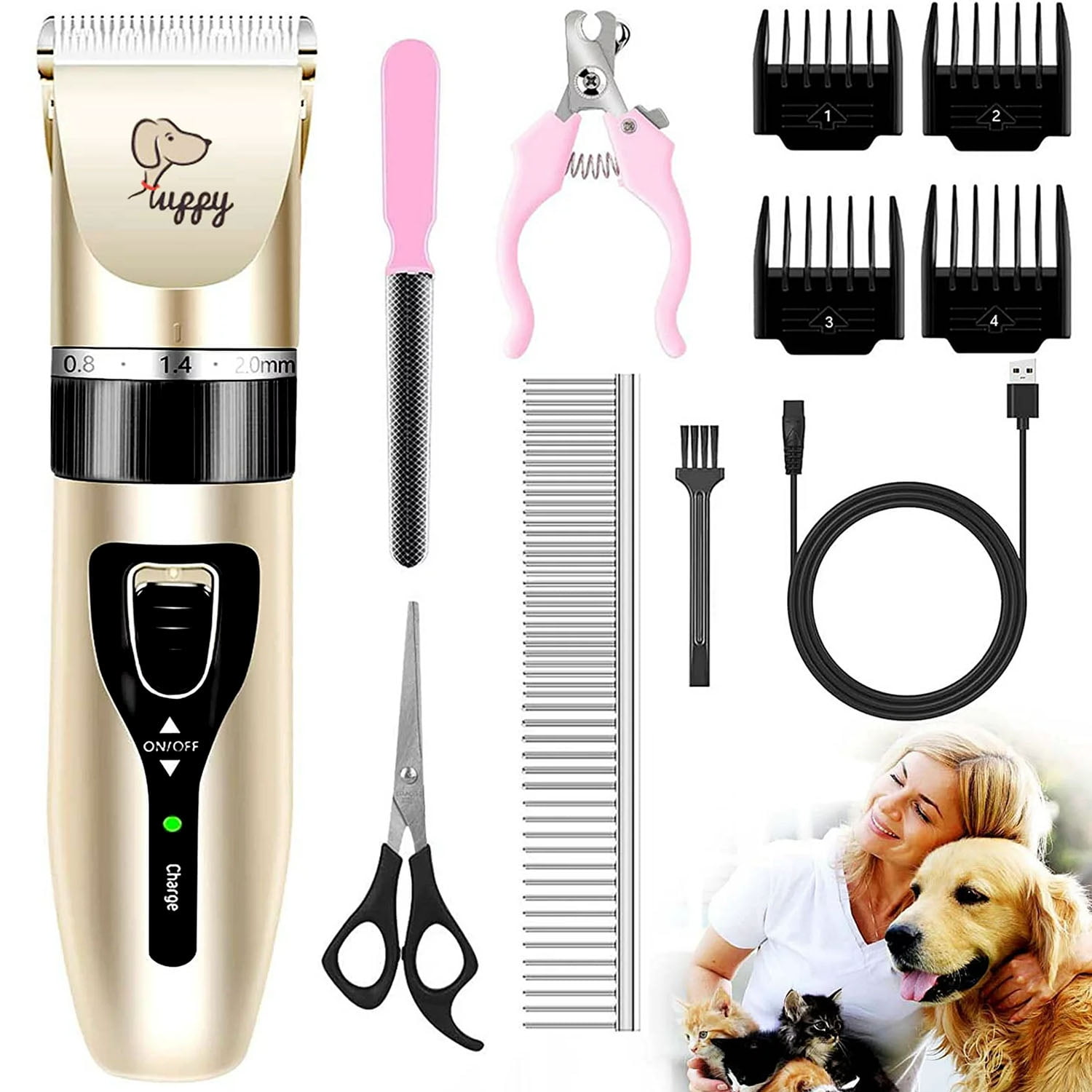 Dog Clippers for Grooming,Low Noise Cordless Dog Grooming Kit for