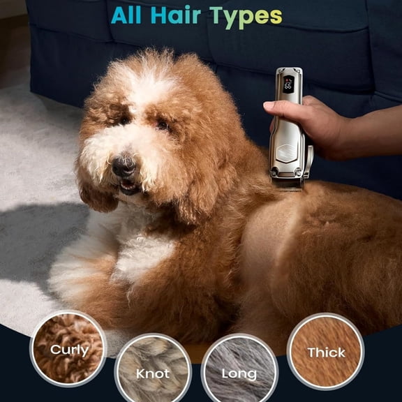 Dog Clippers for Grooming Thick Hair,Low Noise Dogs Grooming Kit with Detachable Stainless Steel Blade,Dog Shaver for Thick/Matted/Knotted/Fine/Wave/Curly Hair