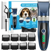 Dog Clippers, Mrdoggy Dog Grooming Clippers for Thick Fur Nail with Low Noise Rechargeable Cordless Electric Quiet Pet Clippers Set Grooming Kits for Dogs Cats Pets