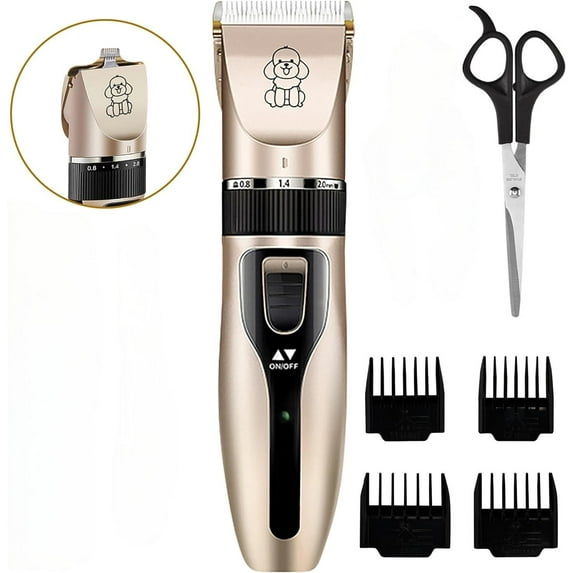 Dog Clippers Professional Heavy Duty Grooming Clipper Low Noise High Power Rechargeable Cordless Pet Tools for Small & Large Dogs Cats Pets with Thick Coats