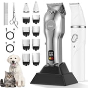 Dog Clippers for Grooming for Heavy Thick Hair Coats with Dog Paw Trimmer Nail Grinder for Grooming, Low Noise Rechargeable Cordless Dog Grooming Kit with Paw T