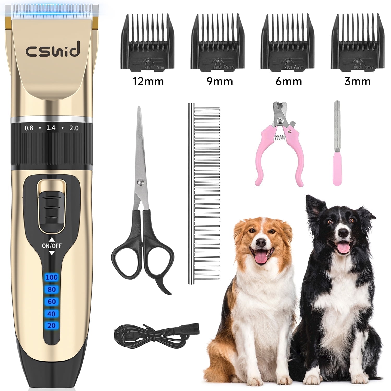 Dog Clippers, USB Rechargeable Cordless Dog Grooming Kit, Low Noise ...