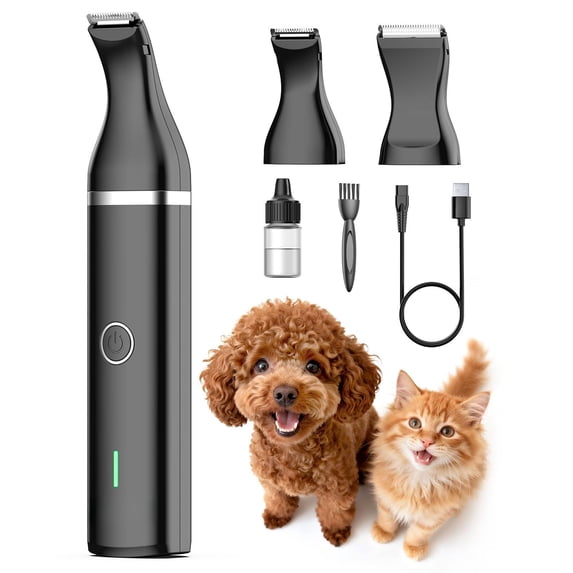 Dog Clippers With Double Cordless Small Pet Hair Trimmer Low Noise For Trimming Dog's Around Paws Eyes Ears Face Rump (black)