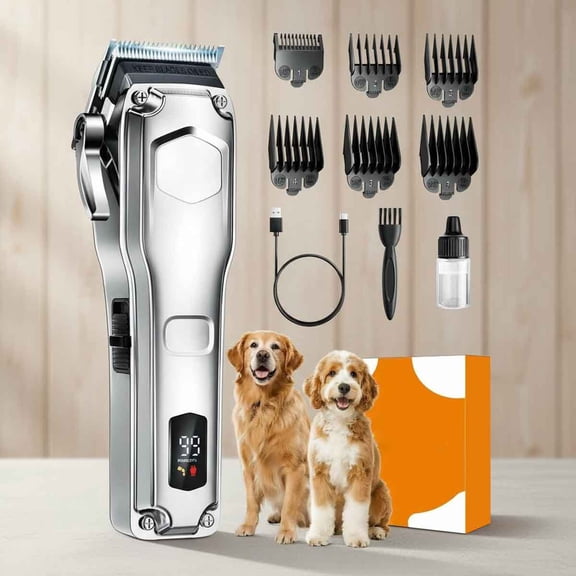Dog Clippers for Grooming, Low Noise Grooming Kit with Detachable Stainless Steel Blade, Shaver for Thick Matted Knotted Fine Wave Curly Hair, PC18