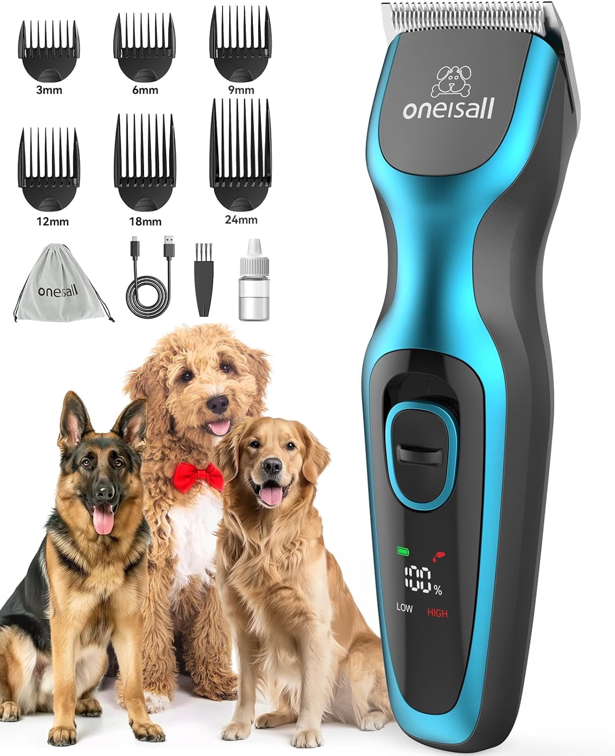 View of Dog Clippers for Grooming for Thick Coats with Detachable Stainless ...