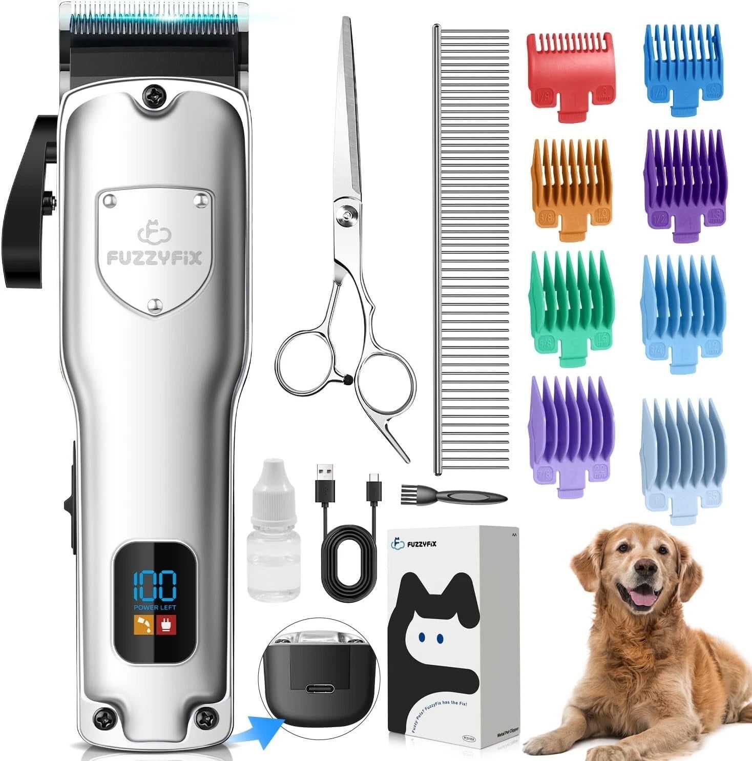 FuzzyFix Dog Clippers for Grooming for Thick Heavy Coats, Professional ...