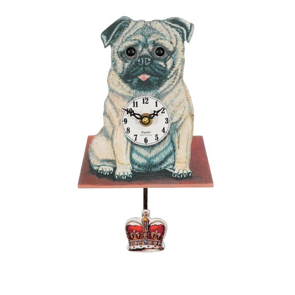Dog Clock with Movable Eyes Made of Wood