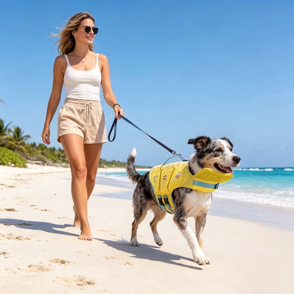 Dog Clothes Adjustable Summer Dog Flotation Life Jacket High Visibility Buoyant Pet Float Vest Quick Dry uppy Safety Swim Preserver for Beach Pool Lake Boating Outdoor Water Activities