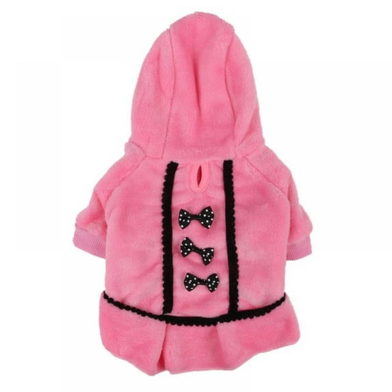 Dog Clothes Bow Tie Dress Hoodie Winter Warm Cute Pink Black Color Small Dog Clothes For Dogs Puppy Dot Skirts XXS-L Clothes