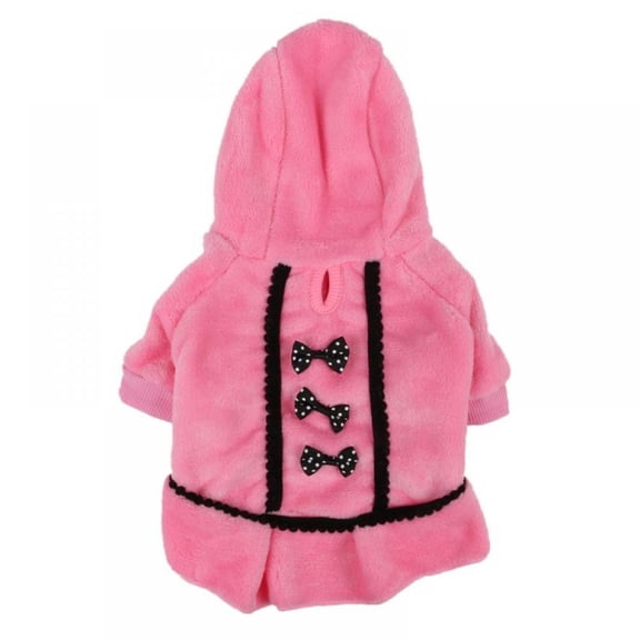 Dog Clothes Bow Tie Dress Hoodie Winter Warm Cute Pink Black Color Small Dog Clothes For Dogs Puppy Dot Skirts XXS-L Clothes