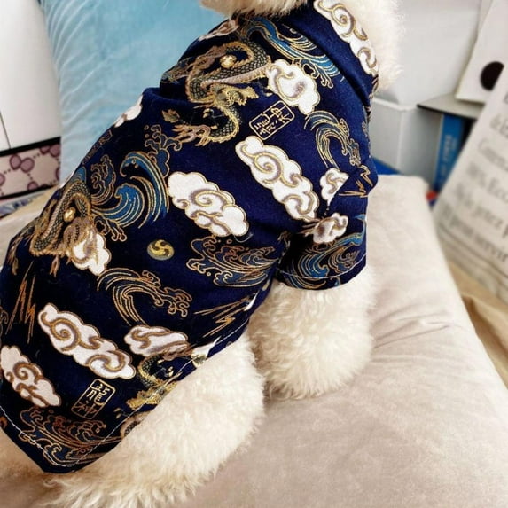 Dog Clothes Chinese Style Tang Suit Pet Dog Costume Chinese Costume Happy New Year Clothes for Small Dogs Cats