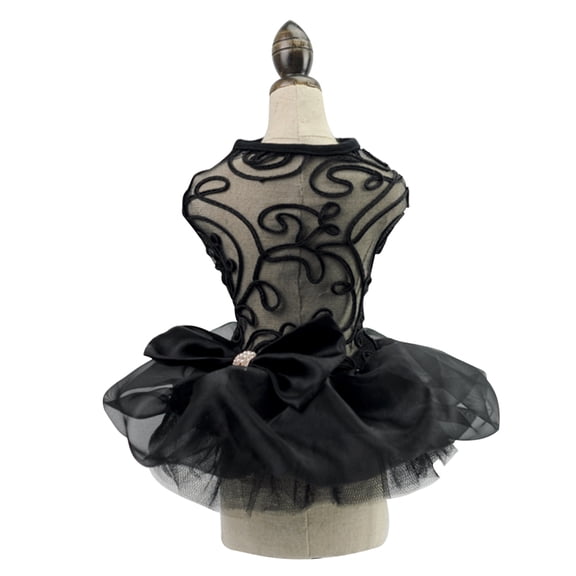 Comfortable Dog Clothes Creative Lace Wedding Dress for Pets Party Supplies in Black, Size Small