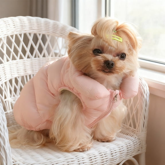 Dog Clothes, Czzoypi Two Legged Down Jacket for Small Dogs, Winter Warm Windproof Pet Coat with Zipper Machine Washable, Pink