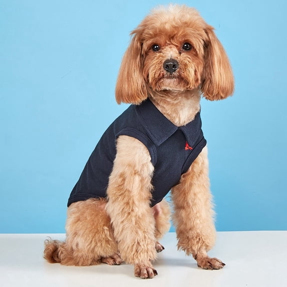 Dog Clothes Lightweight Breathable Dog Polo Shirt Soft Cotton Sleeveless Pet T-Shirt Summer Fashion Outfit for Small Medium Dogs Cats Puppies Daily Wear
