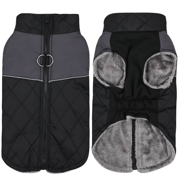 Dog Clothes Reflective Waterproof Pet Coat Winter Warm Dog Coat for Small Medium Large Dog Cat Clothes Polyester Black