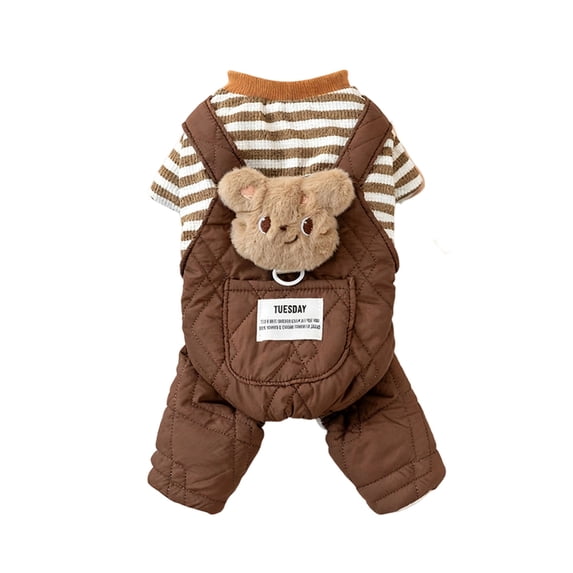 Dog Clothes for Small Dogs Dog Winter Clothes Thickened Warm Small Dog Clothes 3D Cartoon Four Legged Pet Overalls for Cold Weather Winter Walks Brown 1 Pack