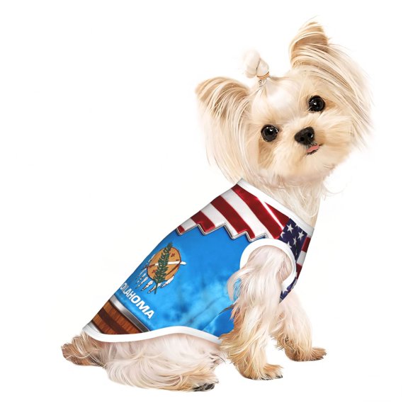 Dog Clothes for Small Dogs America Oklahoma Flag Puppy Shirt Breathable Pet Clothing Doggie Clothes Medium