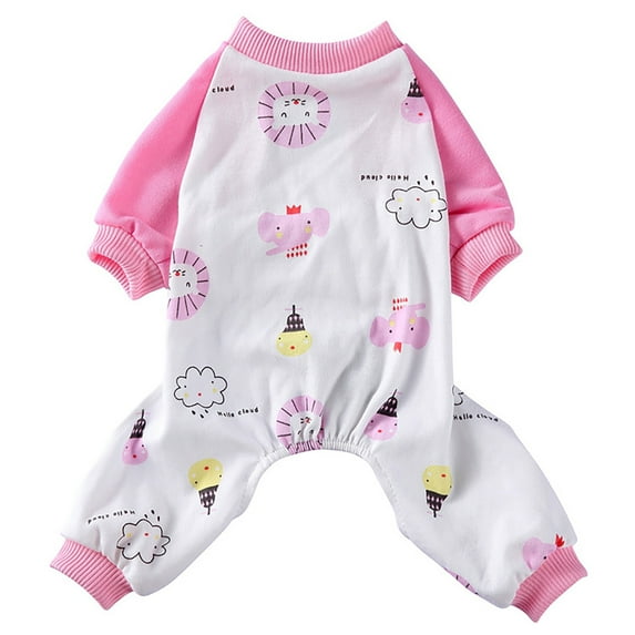 Dog Clothes for Small Dogs Boy and Girl, Soft and Breathable Cartoon Print Round Neck T Shirt for Pet Dogs Cats, Dog T-Shirts Apparel Clothes,Pink,L