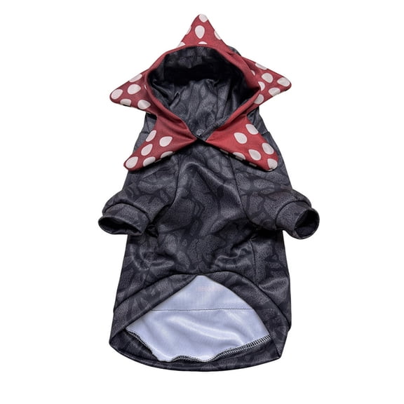 Dog Clothes for Small Dogs, Dog onesies for Small Dogs, Red Polka Dot Hood Accents, Gray Base, Halloween , Small Fit, 1 Pc (164 Chars)