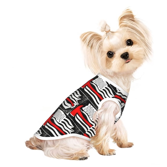 Dog Clothes for Small Dogs Red Line Flag Firefighter Puppy Shirt Breathable Pet Clothing Doggie Clothes Small