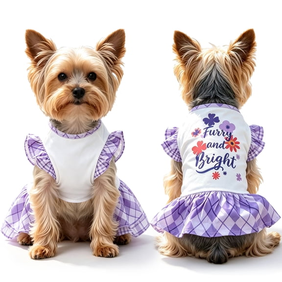 Dog Clothes for Small Dogs Yorkie Chihuahua , Cute Puppy Doggie Dress Pet Floral Shirt Tutu Skirt Apparel Outfit,Dark Puple M