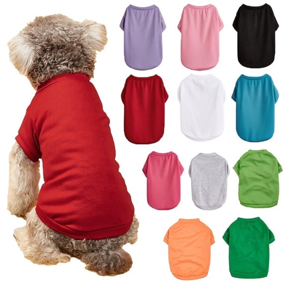 Dog Clothing Soft Breathable Cotton Pet T-Shirt Vest for Small Medium Dogs,Lightweight Puppy Apparel for Indoor Outdoor Use宠物连帽卫衣 玫红色 SHot Pink