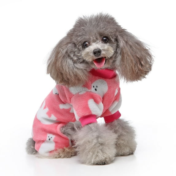 Dog Clothing for Small Dogs, Cute Dog Plaid Clothes Classic Warm Pet Pajamas with Harness Hole for Dogs Girls Boys Sweatshirt,Pink,L