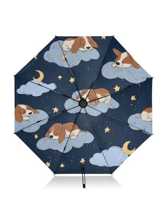 Dog Cloud Pattern Umbrella Folding Sun Umbrella Travel Auto Open Close Large UV50+ 40in