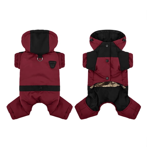 Dog Coat, Dog Jacket with Hood, Dogs Vest for Small Medium Large Dogs, Red, 62X48CM