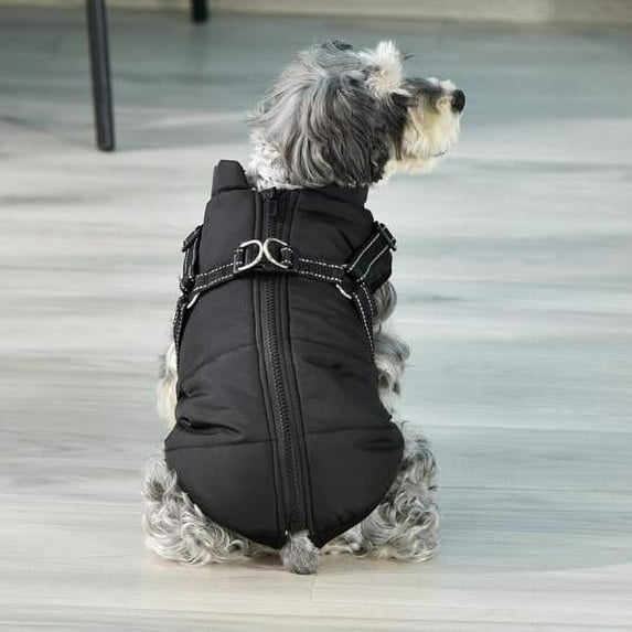 Dog Coat with Harness Winter Dog Coat Fleece Dog Jacket Waterproof Dog Coat Zipper Dog Jacket Puppy Coat Small Dog Clothes Dog Coat with Reflective Harness for Smal Medium Large Dogs