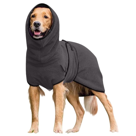 Dog Coat Pet Clothes Dog Towelling Drying Super Absorbent Robe Soft Quick Drying Cotton Sleepwear Coat Warm Apparel(Dark Gray,S)
