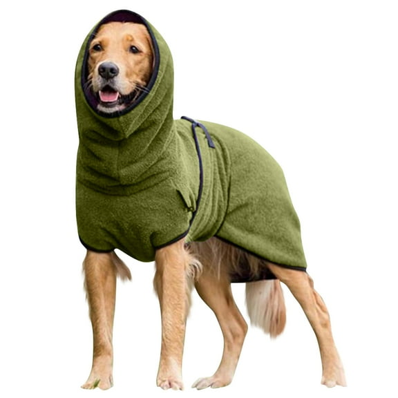 Dog Coat Pet Clothes Dog Towelling Drying Super Absorbent Robe Soft Quick Drying Cotton Sleepwear Coat Warm Apparel(Green,L)