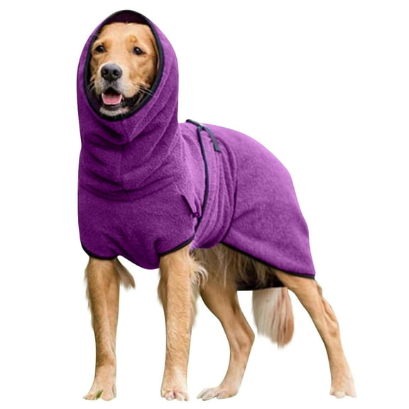 Dog Coat Pet Clothes Dog Towelling Drying Super Absorbent Robe Soft Quick Drying Cotton Sleepwear Coat Warm Apparel(Purple,4XL)