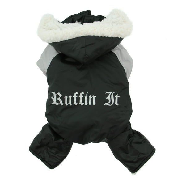 Dog Coat - "Ruffin' It" Snowsuit - Black & Grey - Large (L)